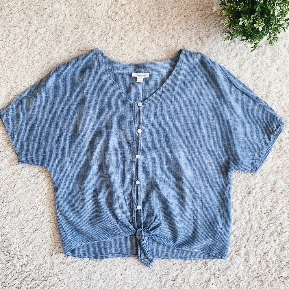 Front Knot Short Sleeve Blouse